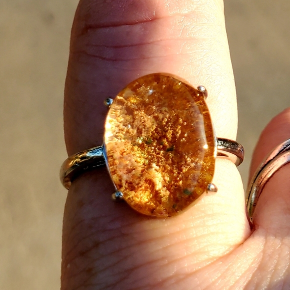 New Phantom Quartz Lodolite Adjustable Silver Ring. - Picture 11 of 13